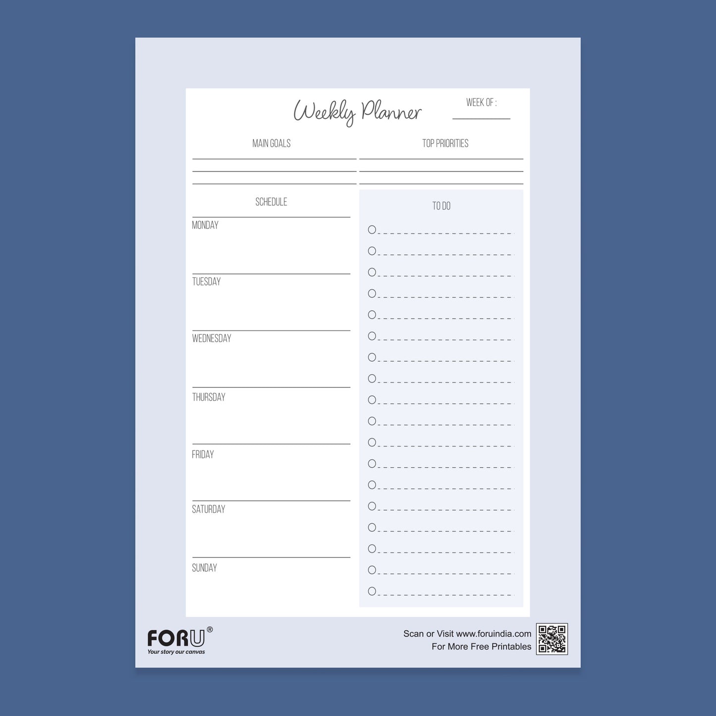Weekly habit tracker Planner printable pdf free download