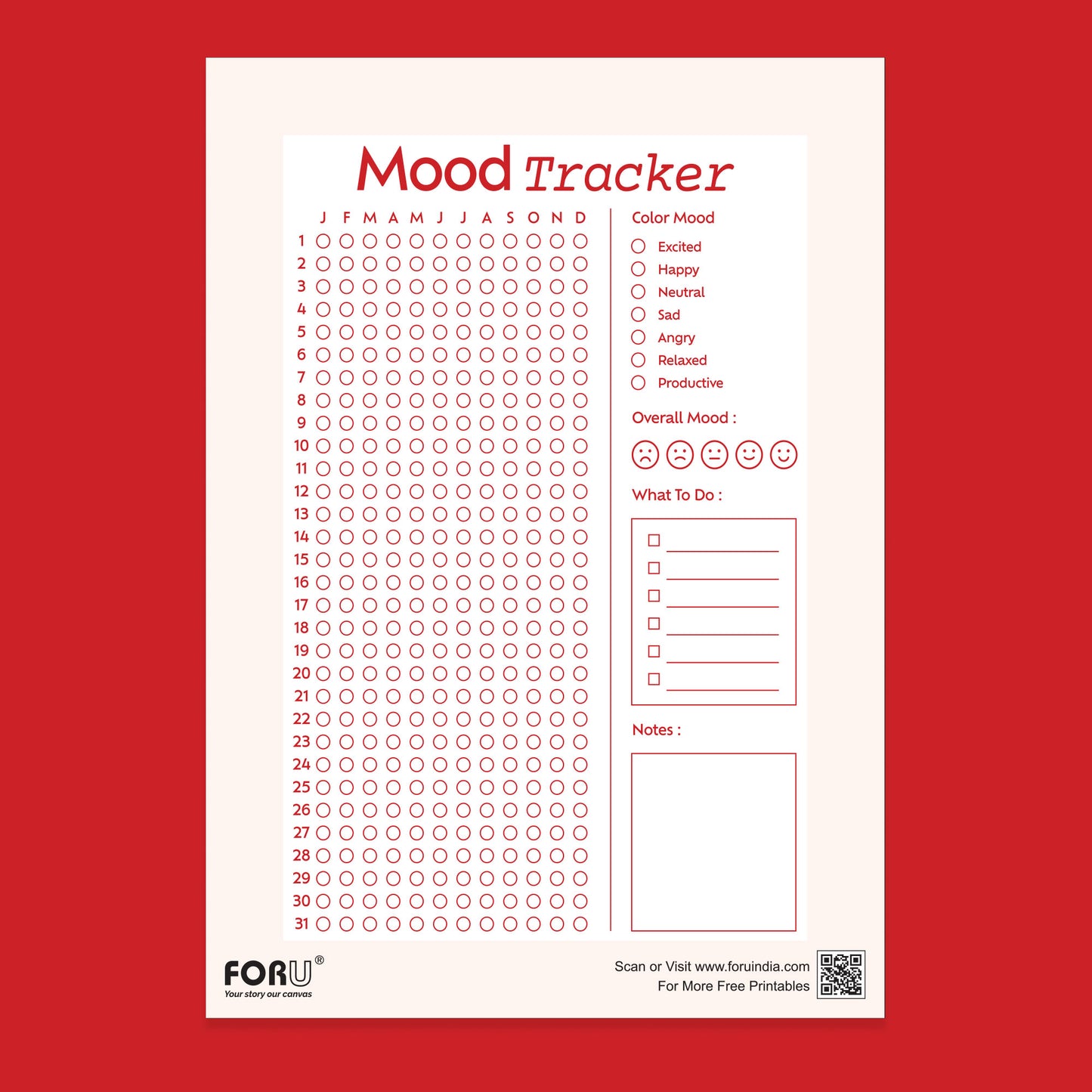 mood tracker printable Free download pdf