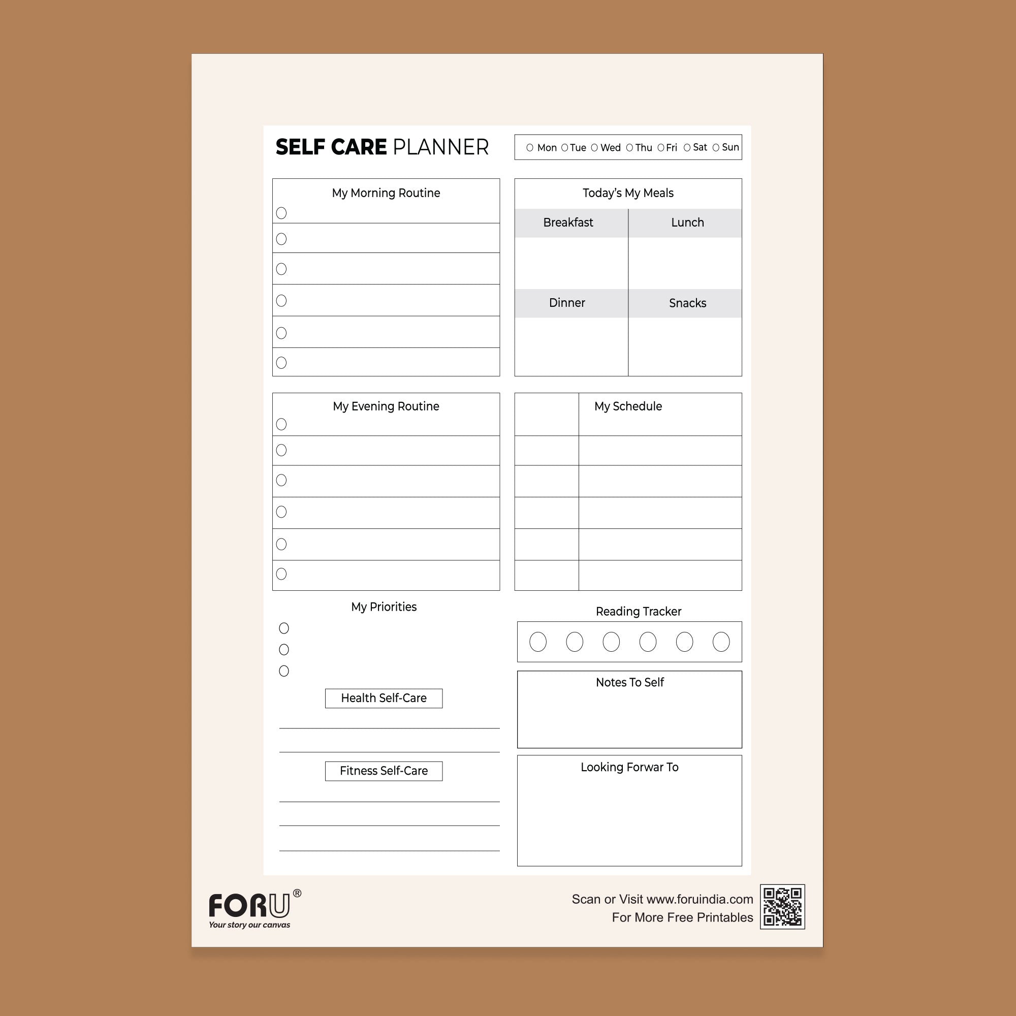 Free Daily Self Care Planner Printable Download – ForU India