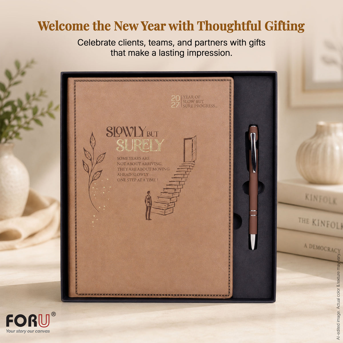 FOR U Zesta 2027 Christmas Gift Set | Premium Diary & Pen | Corporate Xmas Gift Box