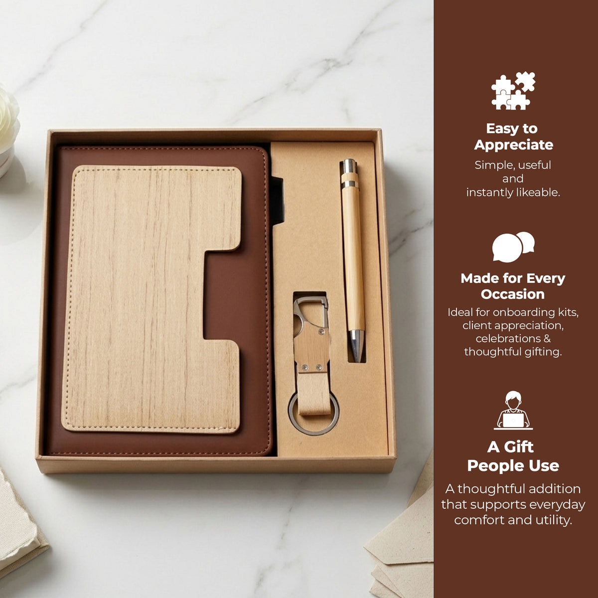 Customizable 3-in-1 Premium Writing Gift Hamper - Brown