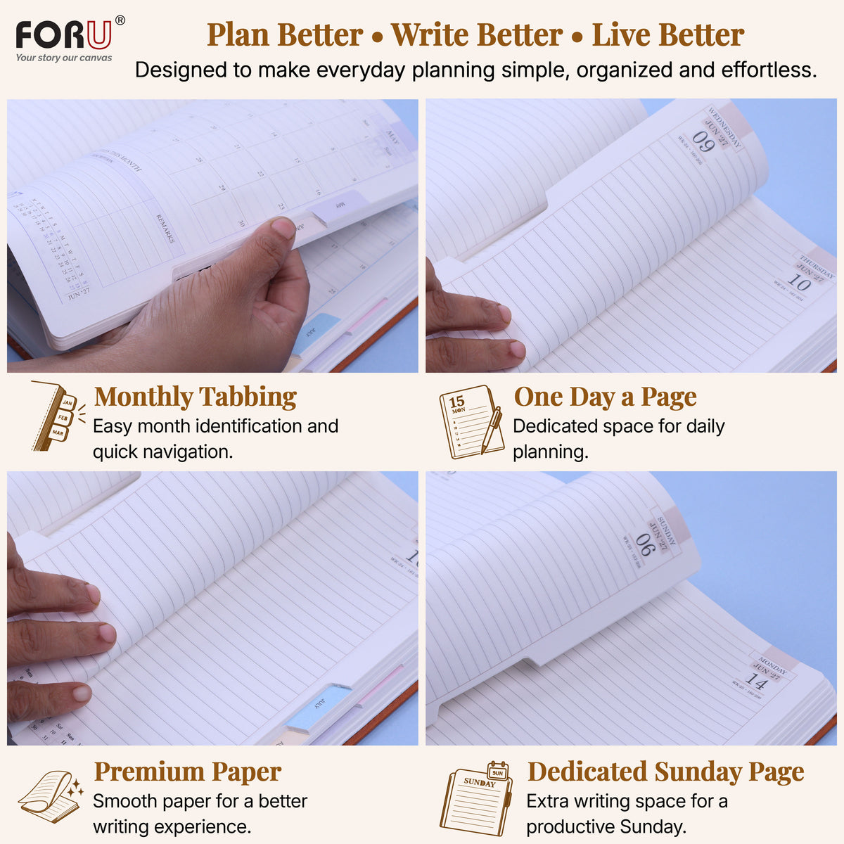 FOR U Haven 2026 B5 Dated Diary with Pen Holder | Office Stationery