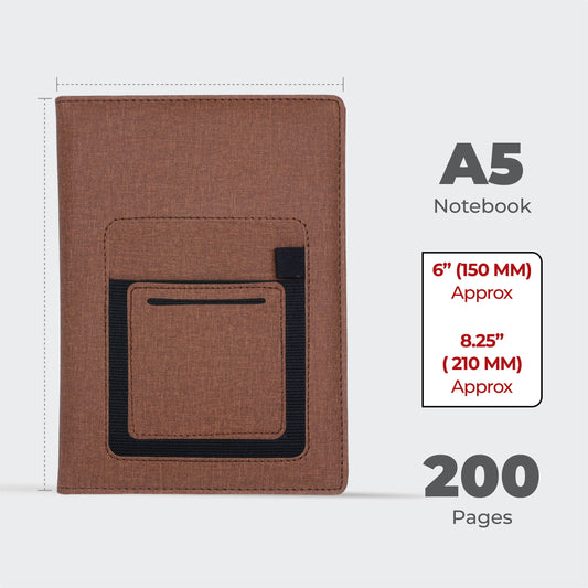 ForU Phoenix A5 Notebook Diary With Mobile & Pen Holder, Stylish Pocket