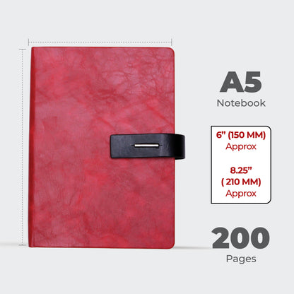 FOR U Crysia A5 Notebook with Pen Holder & Metal Lock