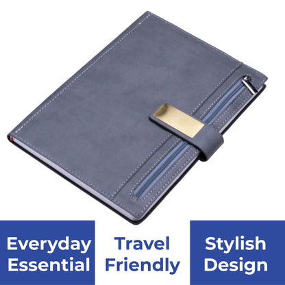 FOR U Elano A5 Zipper Pocket Blank Journal - Grey