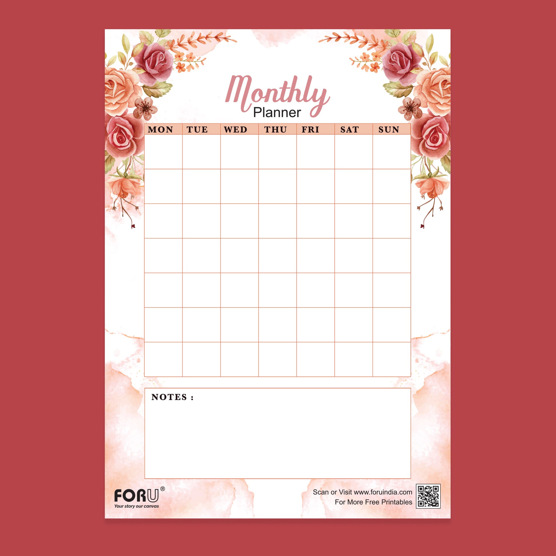 Free monthly Planner printable pdf download