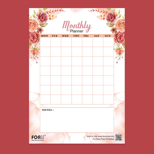 Free monthly Planner printable pdf download