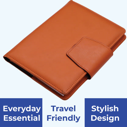 FOR U Zyric A5 Refillable Blank Journal - Card Holder, Magnetic Flap - Tan