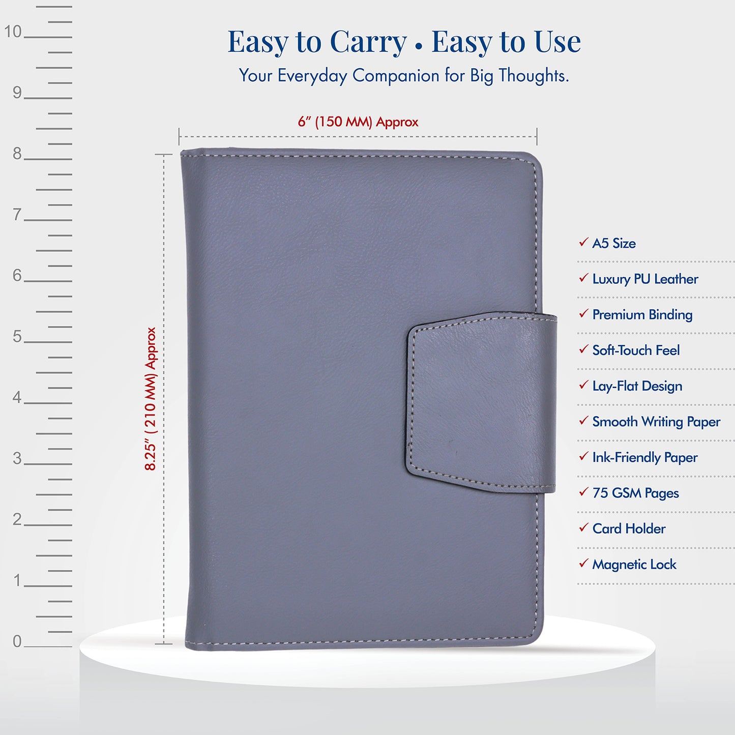 FOR U Zyric A5 Notebook Diary with Pen Holder & Magnetic Lock