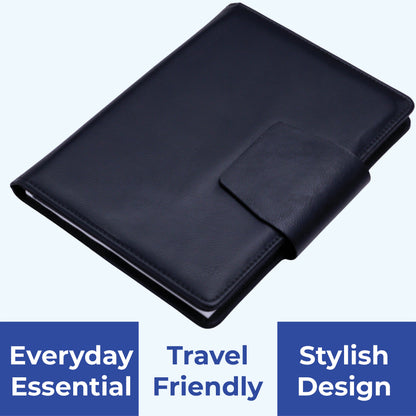 FOR U Zyric A5 Refillable Blank Journal - Card Holder, Magnetic Flap - Black