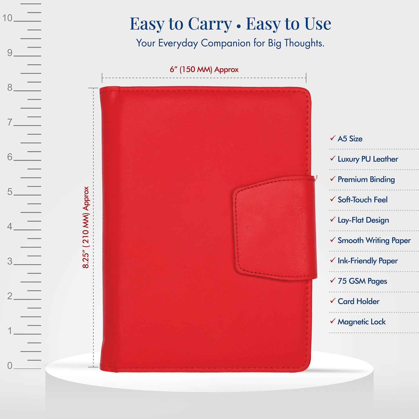 FOR U Zyric A5 Notebook Diary with Pen Holder & Magnetic Lock