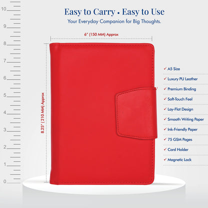FOR U Zyric A5 Notebook Diary with Pen Holder & Magnetic Lock