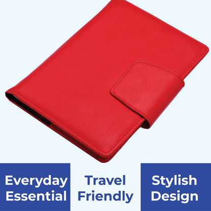 FOR U Zyric A5 Refillable Blank Journal - Card Holder, Magnetic Flap - Red