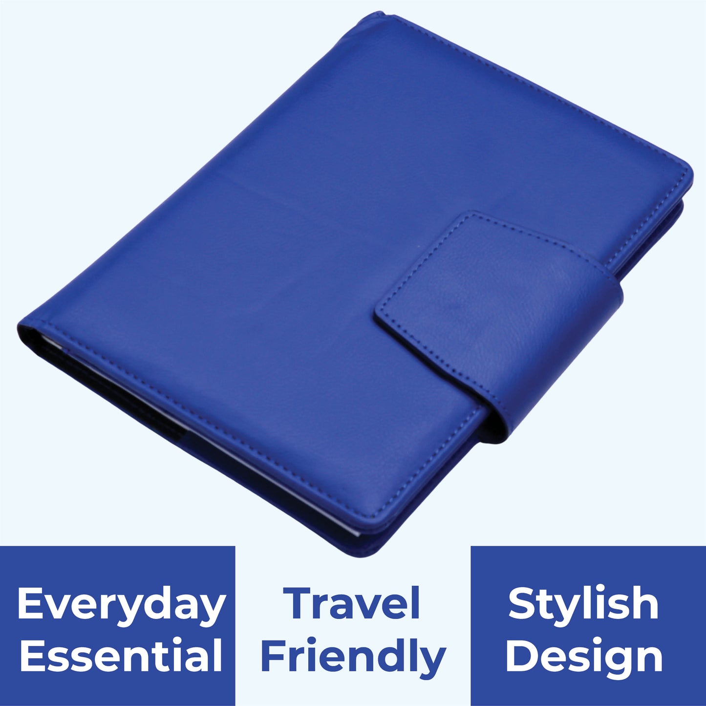 FOR U Zyric A5 Refillable Blank Journal - Card Holder, Magnetic Flap - Blue