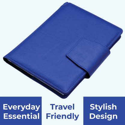 FOR U Zyric A5 Refillable Blank Journal - Card Holder, Magnetic Flap - Blue