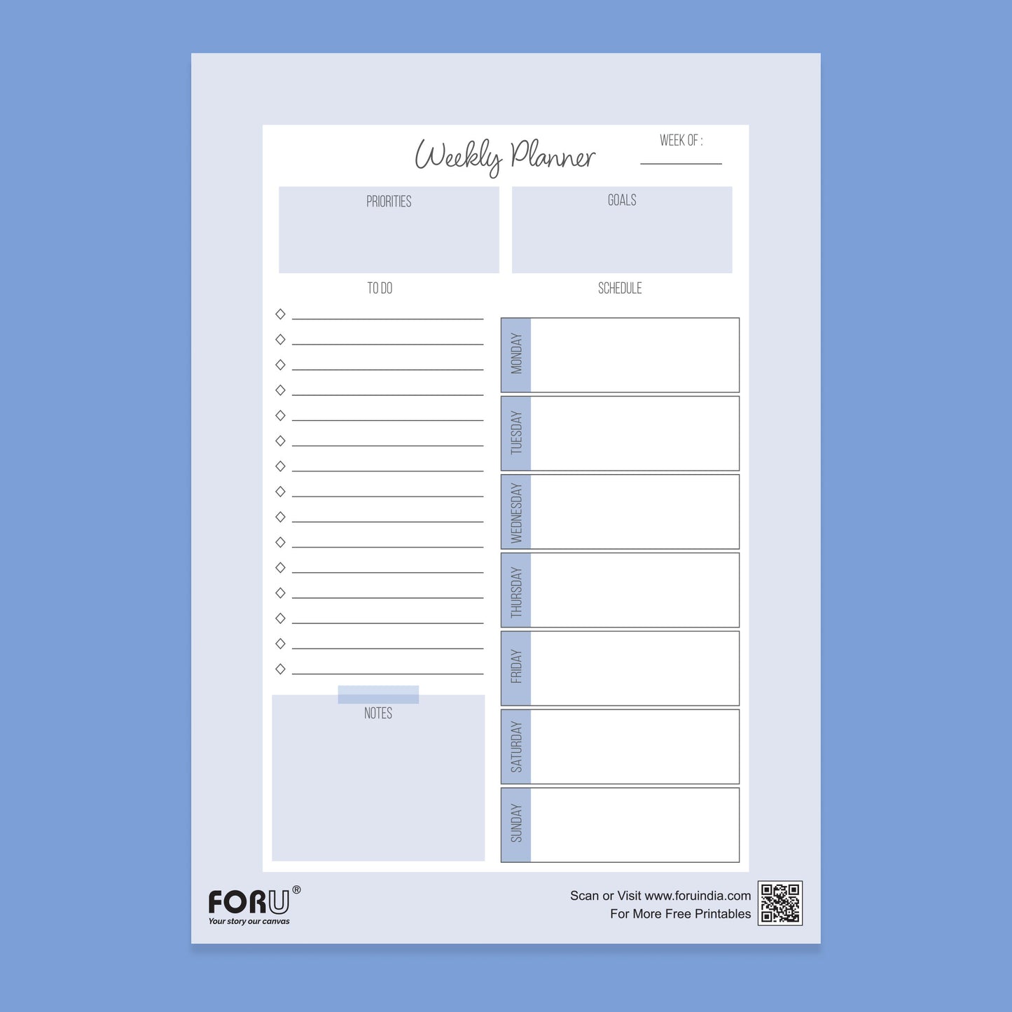 weekly planner printable free download pdf