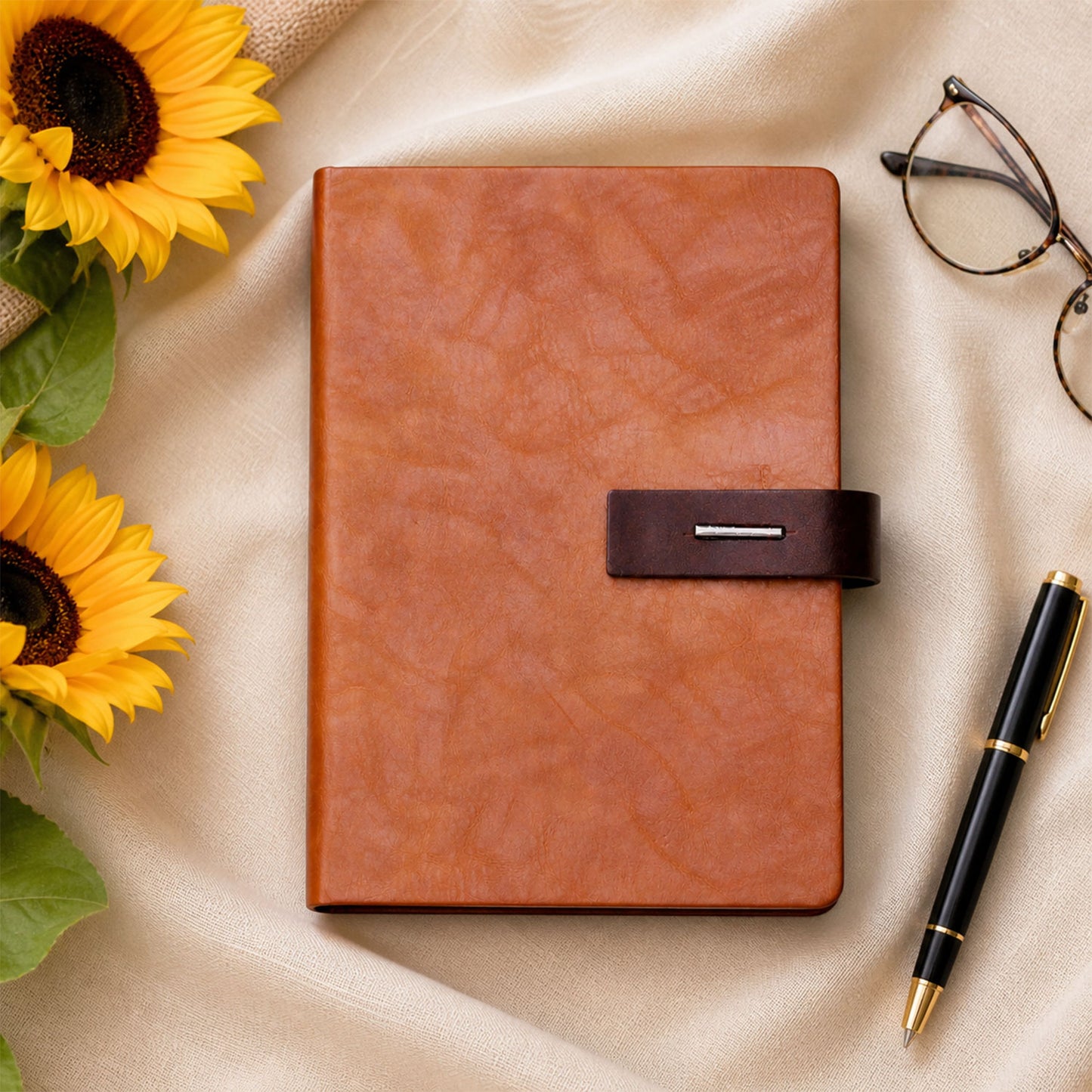 FOR U Crysia A5 Journal with Pen Holder - Tan