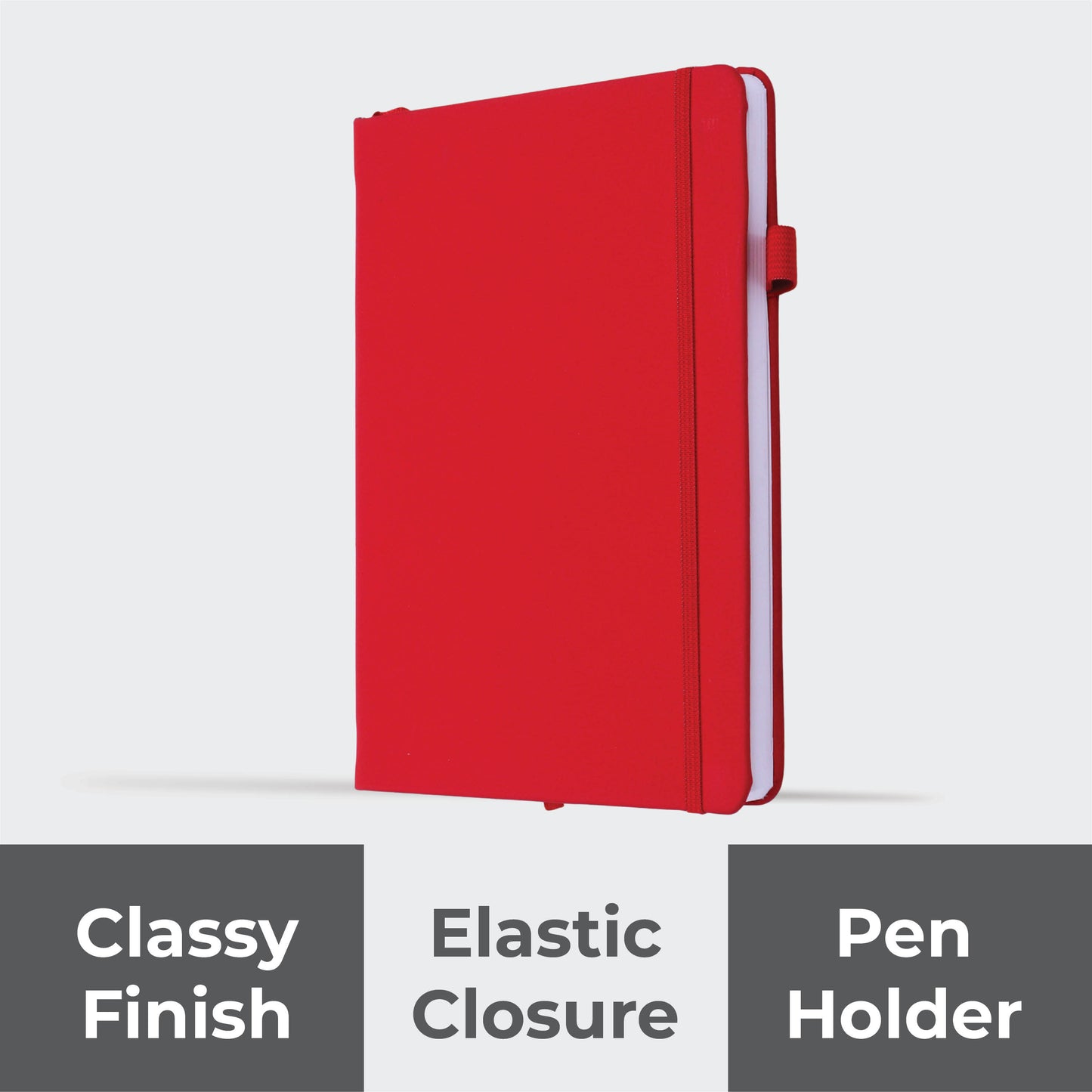 FOR U Frisco A5 Undated Notebook Diary with Elastic Closure & Pen Holder