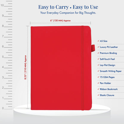 FOR U Frisco A5 Undated Notebook Diary with Elastic Closure & Pen Holder