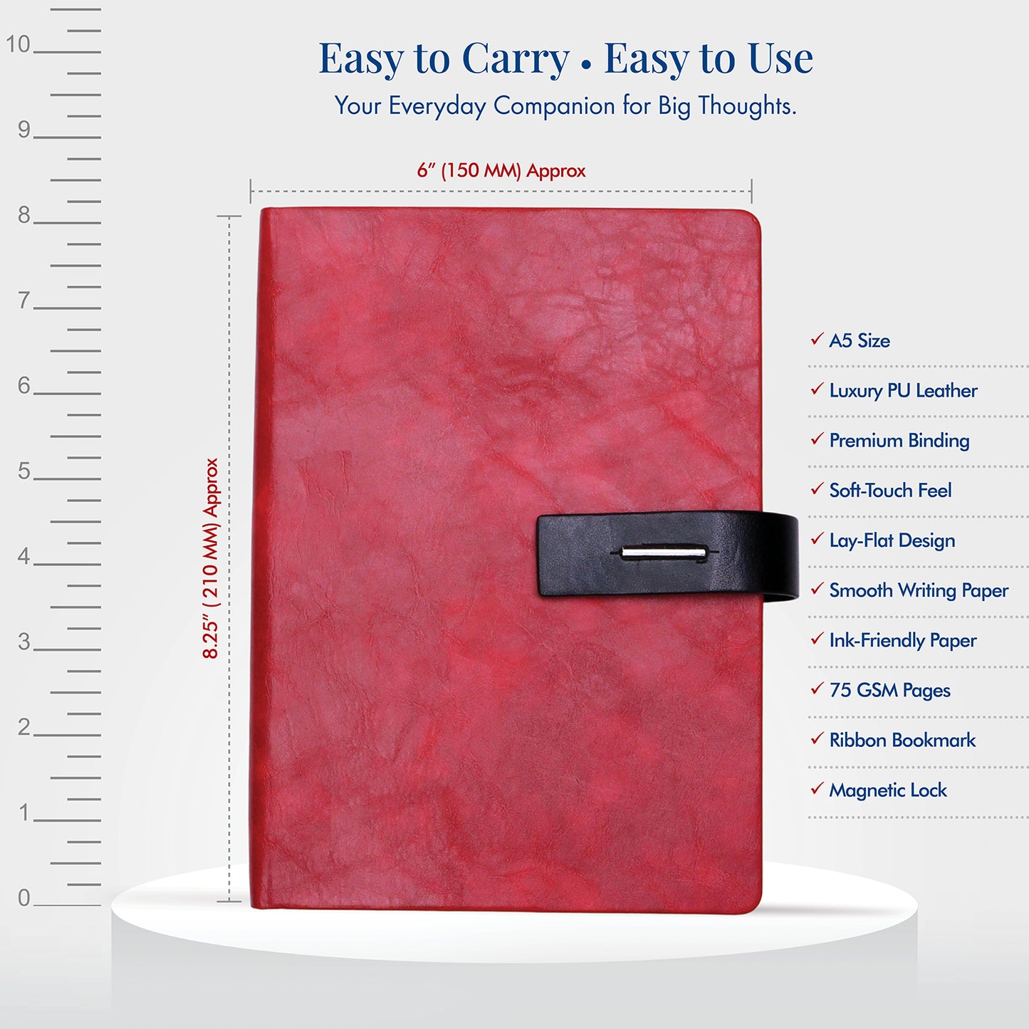 FOR U Crysia A5 Notebook with Pen Holder & Metal Lock