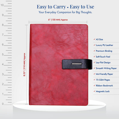 FOR U Crysia A5 Notebook with Pen Holder & Metal Lock