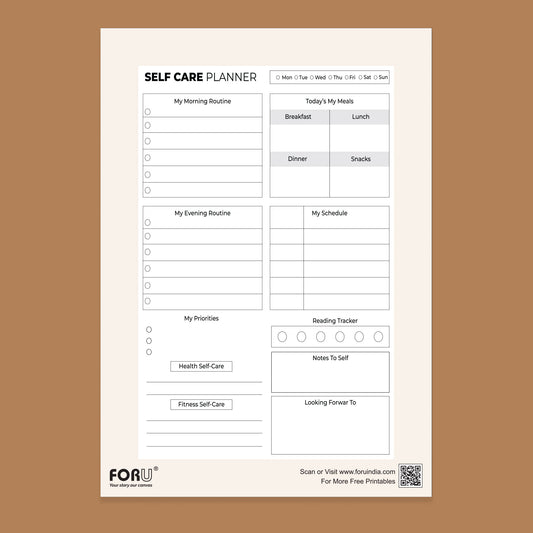 free Self care  planner template pdf download