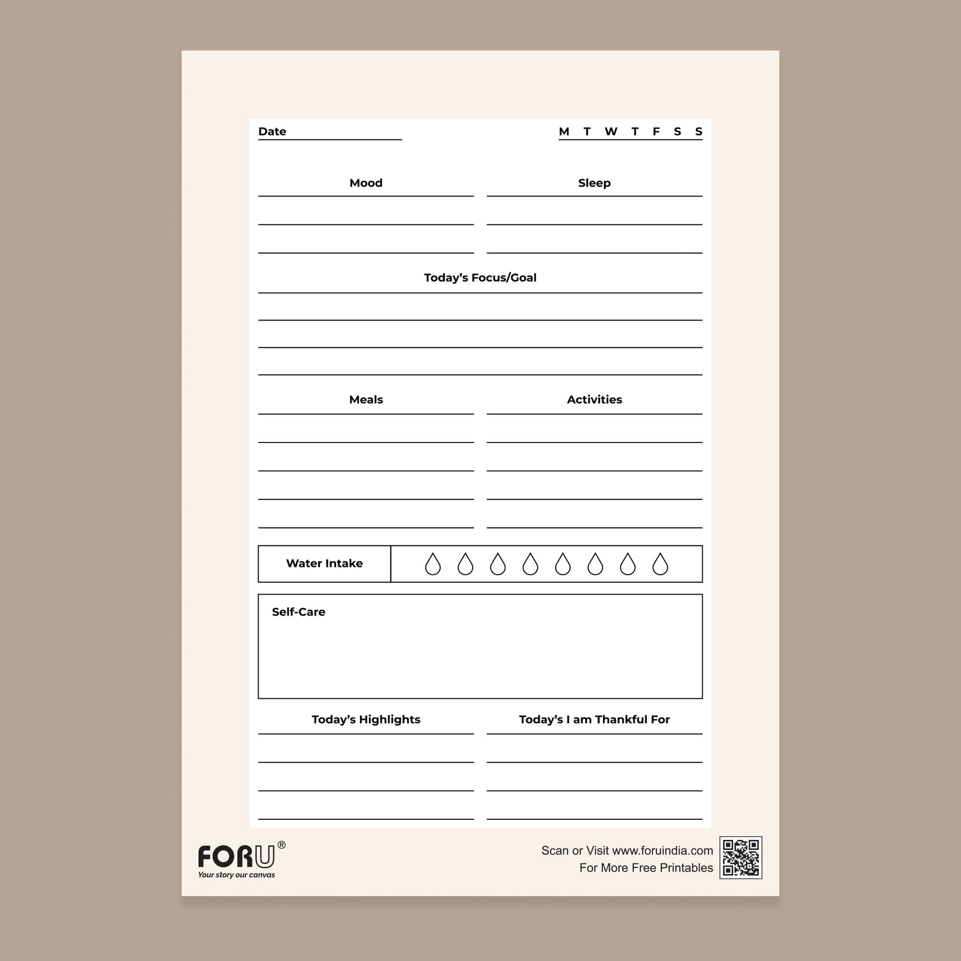 Free Daily Wellness Planner download pdf