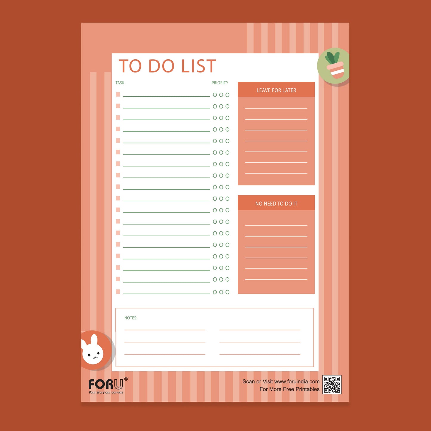 Free Printable To - do list download pdf