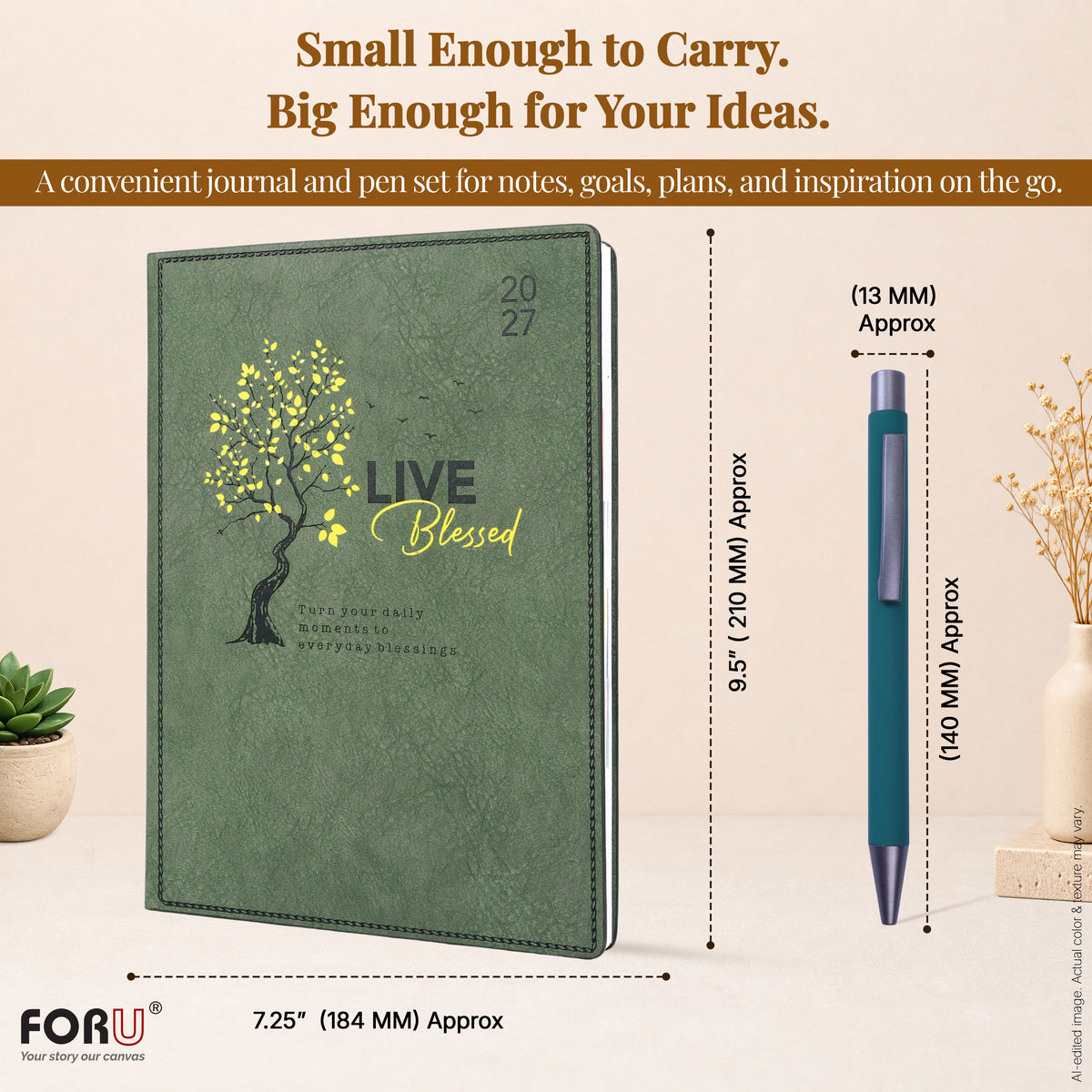 FORU 2027 Unique New Year Diary Gift Set | 2 in 1 Diary & Pen Combo