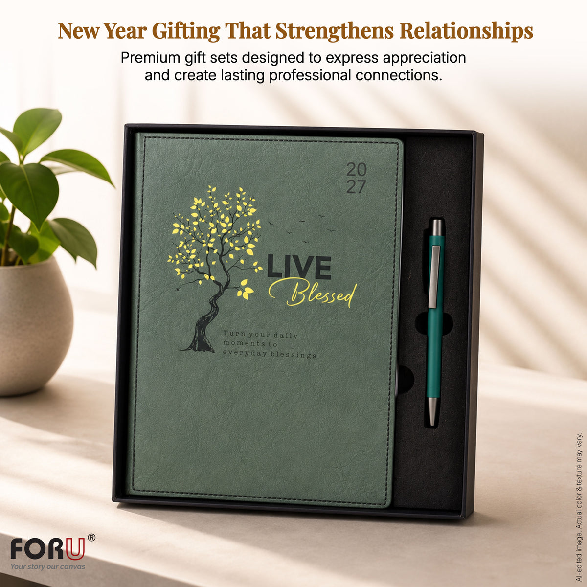 FORU 2027 Unique New Year Diary Gift Set | 2 in 1 Diary & Pen Combo