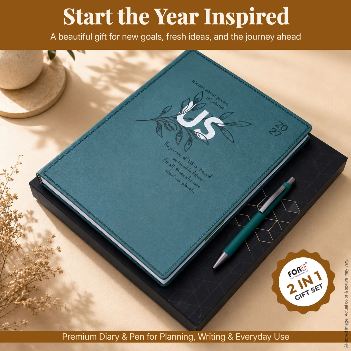 FORU Aim 2027 Theme Planner Diary Gift Set | Professional Diary & Pen Gift Box