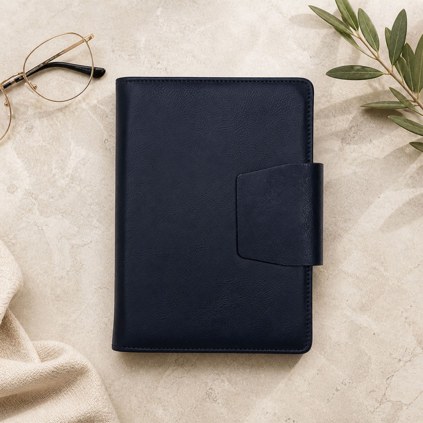 FOR U Zyric A5 Refillable Blank Journal - Card Holder, Magnetic Flap - Black