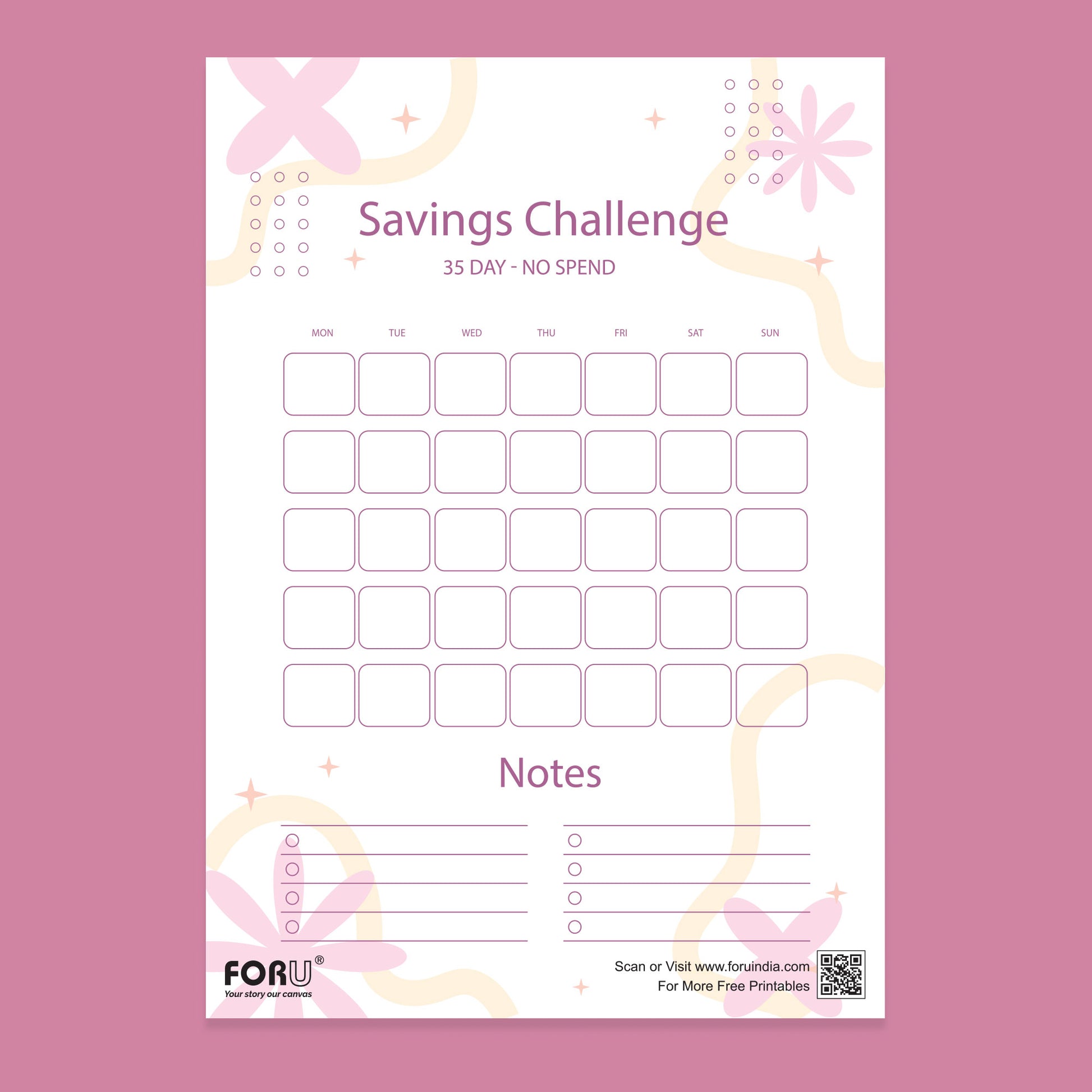 free printable 35-Days Savings Challenge pdf download