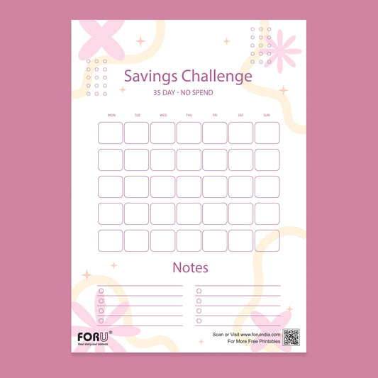 free printable 35-Days Savings Challenge pdf download