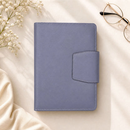FOR U Zyric A5 Refillable Blank Journal - Card Holder, Magnetic Flap - Grey