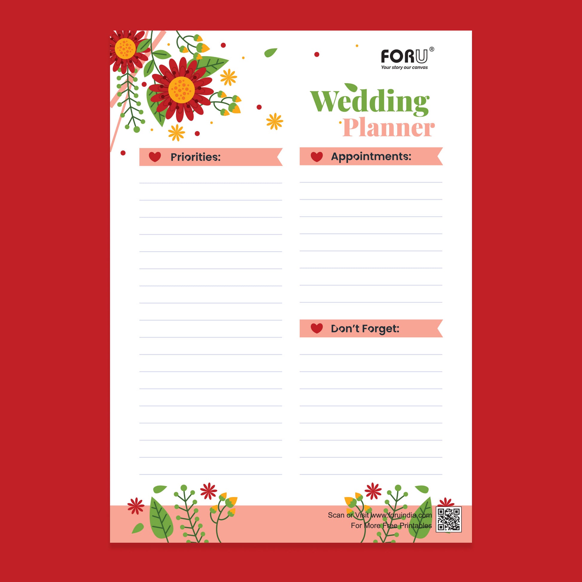 printable Wedding Planner free download pdf