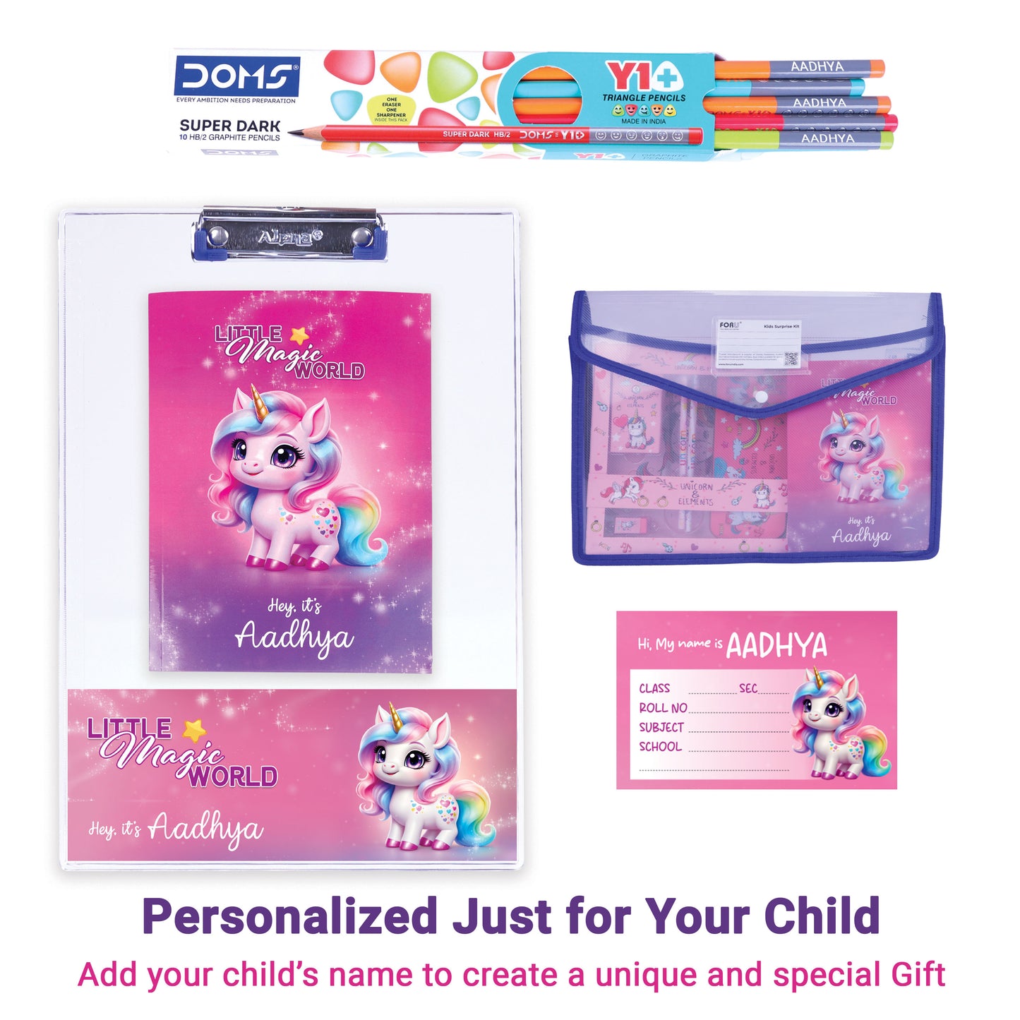11 Pcs Unicorn Personalized Surprise Kit for Kids