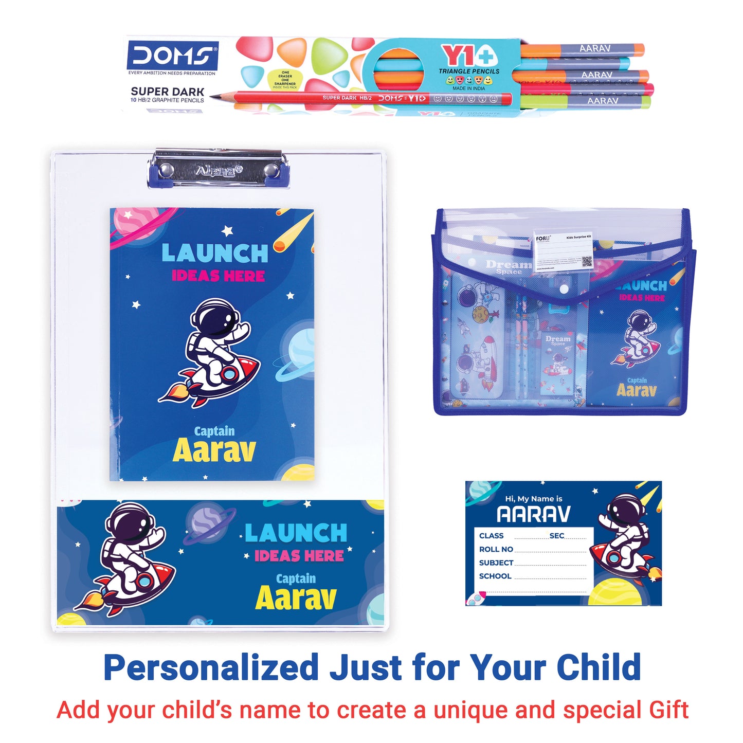 11 Pcs Personalized Space Explorer Stationery Kit for Kids