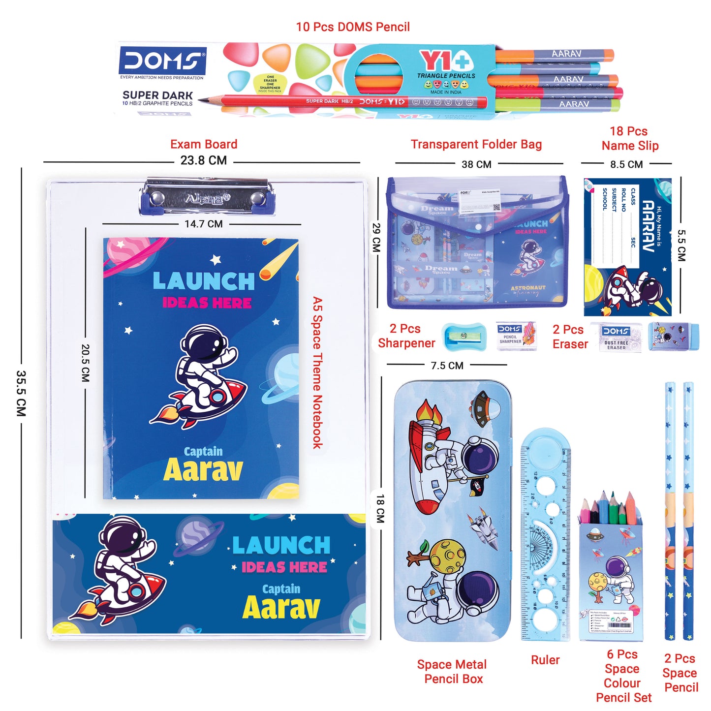 11 Pcs Personalized Space Explorer Stationery Kit for Kids
