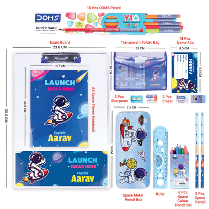 11 Pcs Personalized Space Explorer Stationery Kit for Kids