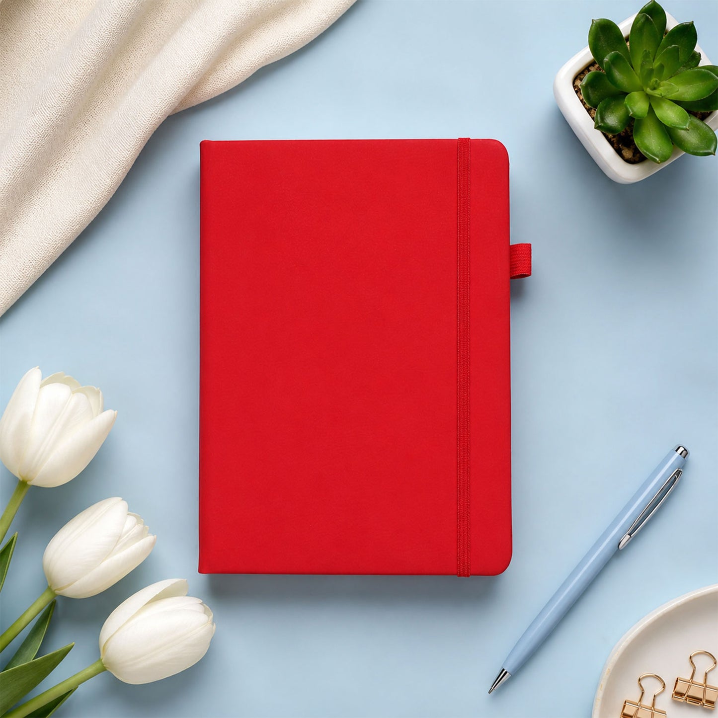 FOR U Frisco A5 Undated Blank Page Journal with Elastic Closure & Pen Holder