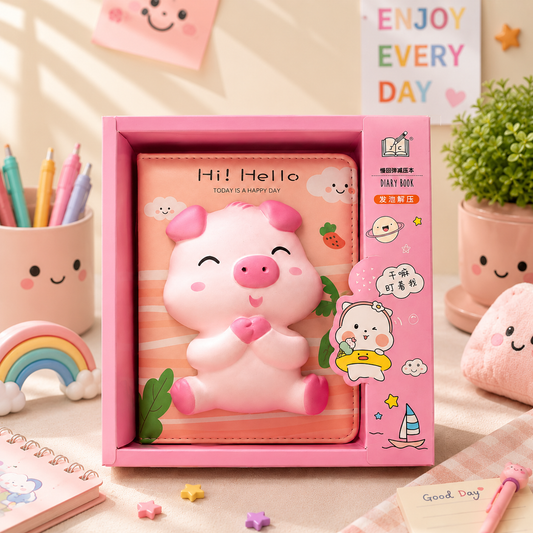 Cute Pig 3D Squishy Diary for Girls & Kids