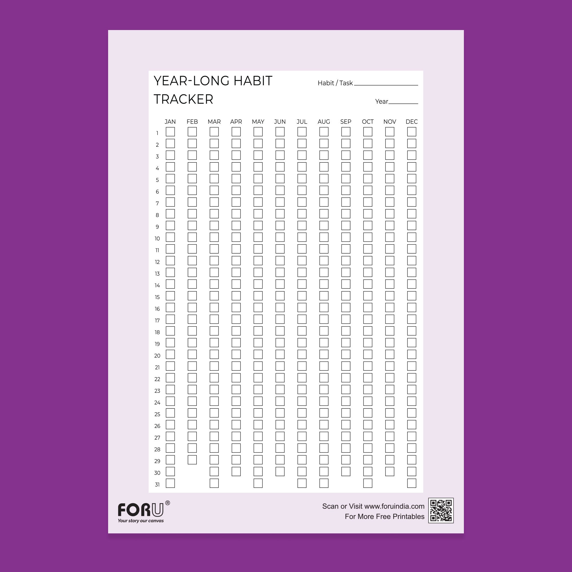 Free Yearly Tracker Planner Printable – ForU India