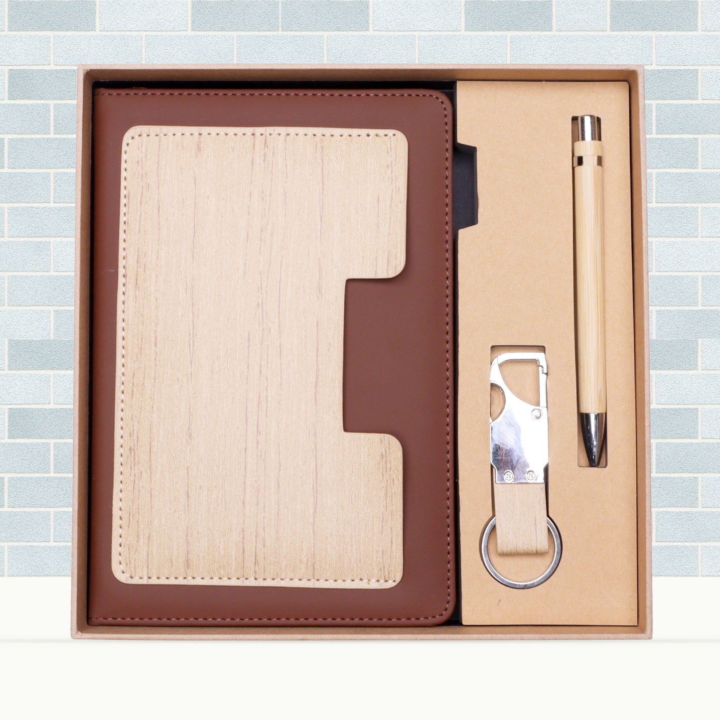 Customizable 3-in-1  Premium Writing Gift Hamper - Brown