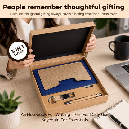 Customizable 3-in-1  Premium Writing Gift Hamper - Blue