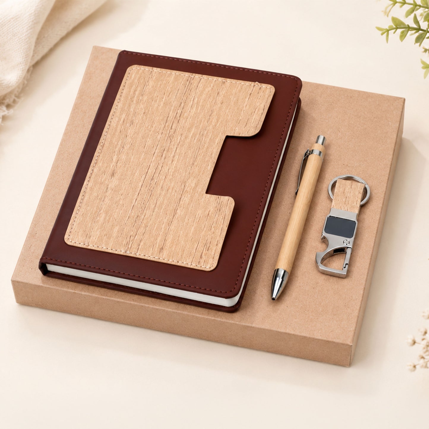 Customizable 3-in-1  Premium Writing Gift Hamper - Brown