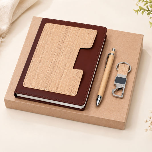 Customizable 3-in-1  Premium Writing Gift Hamper - Brown