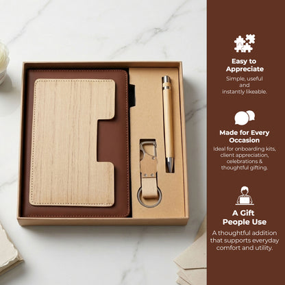 Customizable 3-in-1  Premium Writing Gift Hamper - Brown