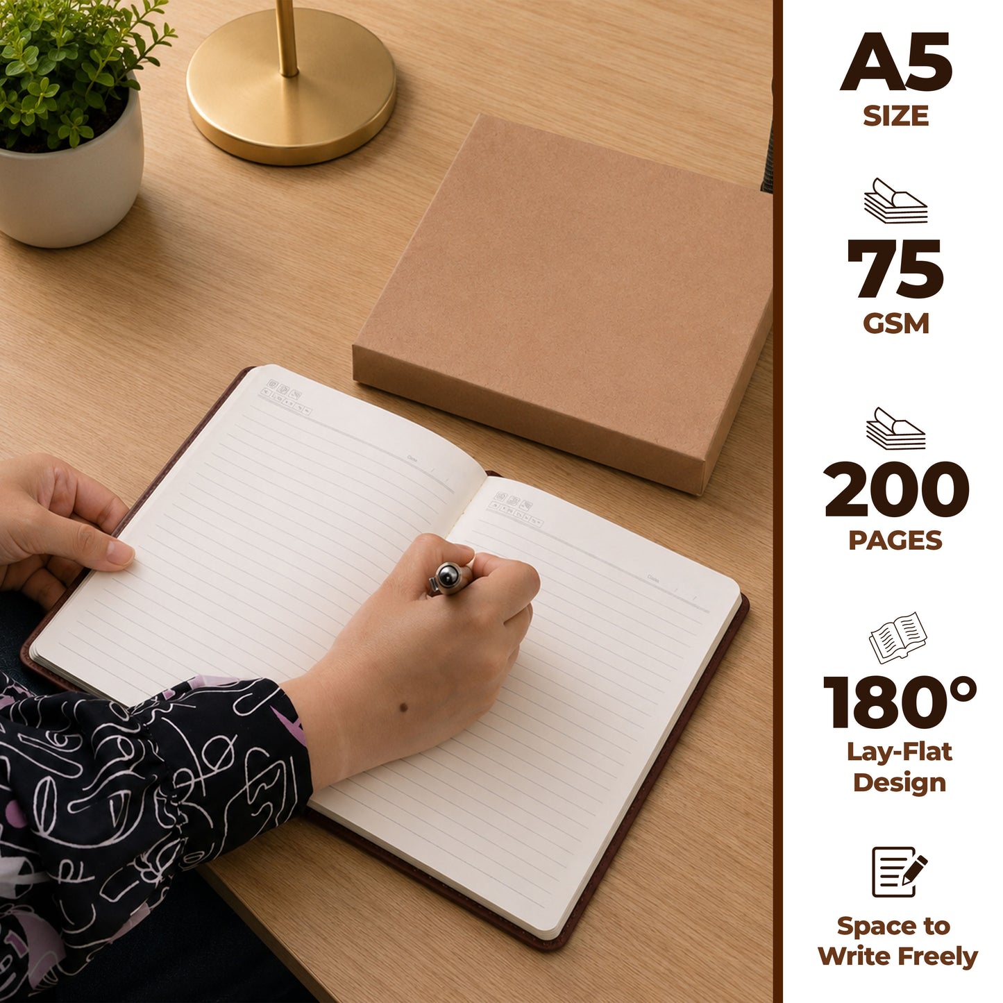 Customizable 3-in-1  Premium Writing Gift Hamper - Brown