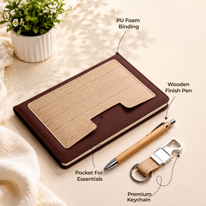 Customizable 3-in-1  Premium Writing Gift Hamper - Brown